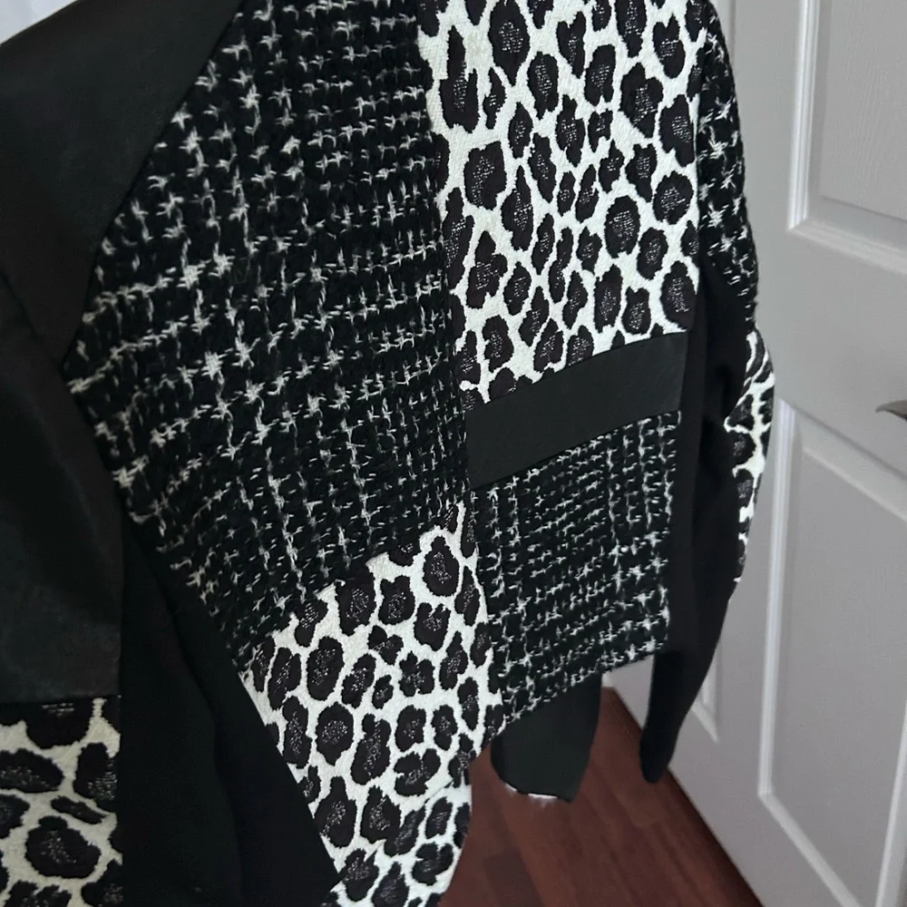 NWT Alice + Olivia Harvey Leather Patchwork Draped Lapel Blazer Jacket M - Picture 12 of 17